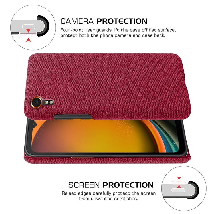 For Samsung Galaxy Xcover 7 Case Fabric Cloth Texture Solid Color Design Back Phone Cover