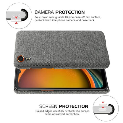 For Samsung Galaxy Xcover 7 Case Fabric Cloth Texture Solid Color Design Back Phone Cover