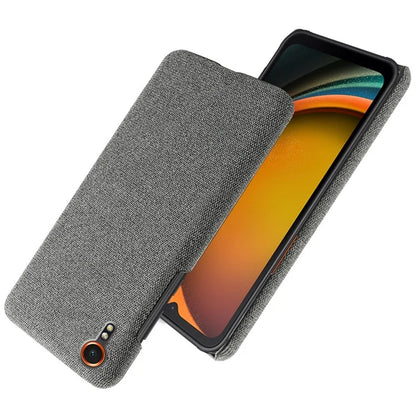 For Samsung Galaxy Xcover 7 Case Fabric Cloth Texture Solid Color Design Back Phone Cover