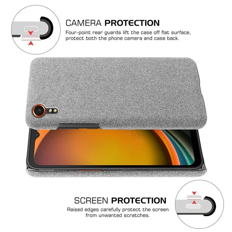 For Samsung Galaxy Xcover 7 Case Fabric Cloth Texture Solid Color Design Back Phone Cover