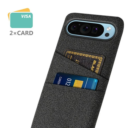 For Google Pixel 9 Phone Case 2 Card Holders Cloth Texture Back Cover