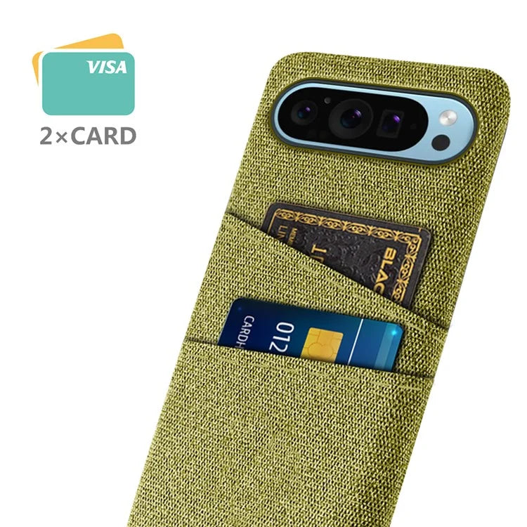 For Google Pixel 9 Phone Case 2 Card Holders Cloth Texture Back Cover