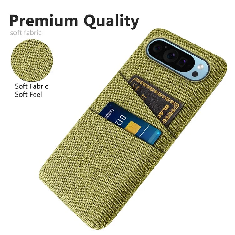For Google Pixel 9 Phone Case 2 Card Holders Cloth Texture Back Cover