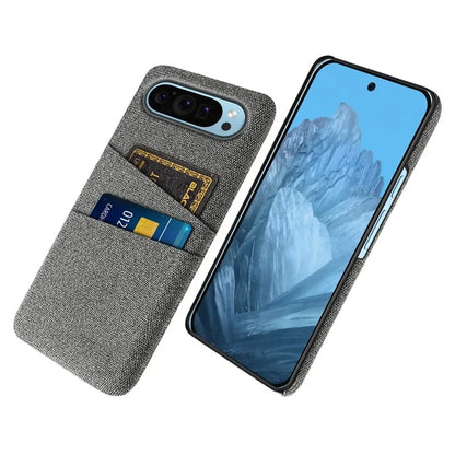 For Google Pixel 9 Phone Case 2 Card Holders Cloth Texture Back Cover