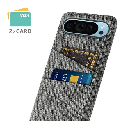 For Google Pixel 9 Phone Case 2 Card Holders Cloth Texture Back Cover