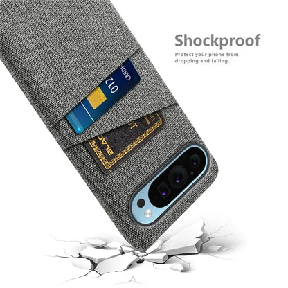 For Google Pixel 9 Phone Case 2 Card Holders Cloth Texture Back Cover