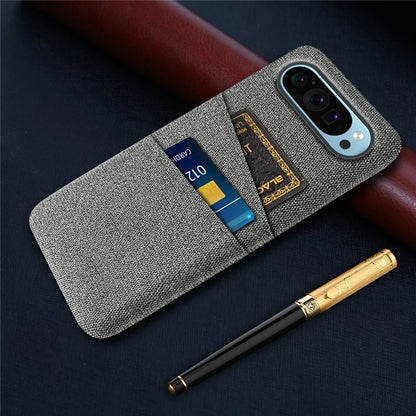 For Google Pixel 9 Phone Case 2 Card Holders Cloth Texture Back Cover