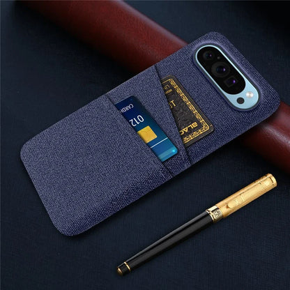 For Google Pixel 9 Phone Case 2 Card Holders Cloth Texture Back Cover