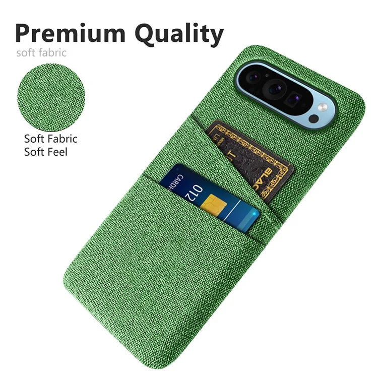 For Google Pixel 9 Phone Case 2 Card Holders Cloth Texture Back Cover