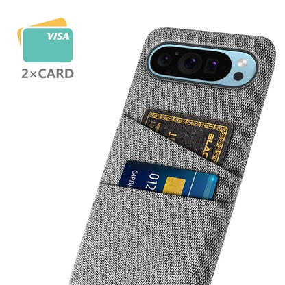 For Google Pixel 9 Phone Case 2 Card Holders Cloth Texture Back Cover