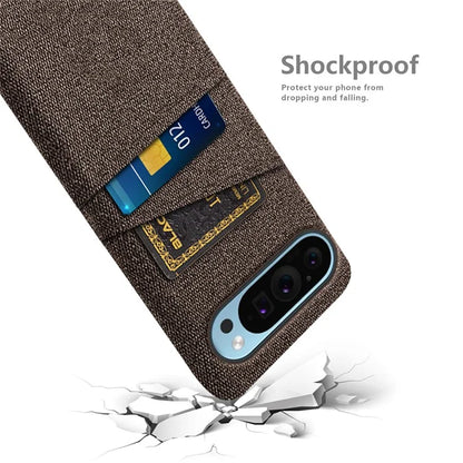 For Google Pixel 9 Phone Case 2 Card Holders Cloth Texture Back Cover