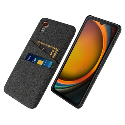 For Samsung Galaxy Xcover 7 Cell Phone Case Dual Card Holder Cloth Texture Bump Proof Cover
