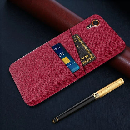 For Samsung Galaxy Xcover 7 Cell Phone Case Dual Card Holder Cloth Texture Bump Proof Cover