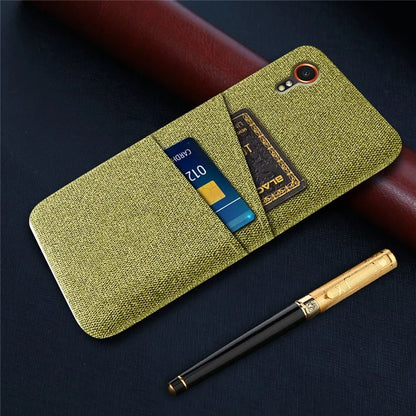 For Samsung Galaxy Xcover 7 Cell Phone Case Dual Card Holder Cloth Texture Bump Proof Cover