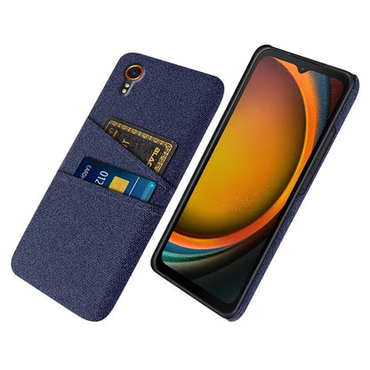 For Samsung Galaxy Xcover 7 Cell Phone Case Dual Card Holder Cloth Texture Bump Proof Cover