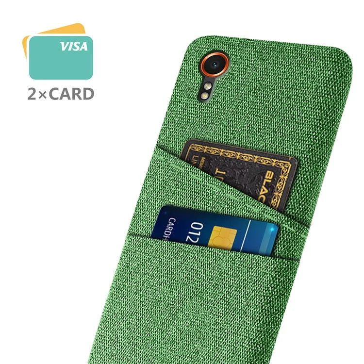 For Samsung Galaxy Xcover 7 Cell Phone Case Dual Card Holder Cloth Texture Bump Proof Cover