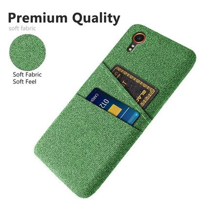 For Samsung Galaxy Xcover 7 Cell Phone Case Dual Card Holder Cloth Texture Bump Proof Cover