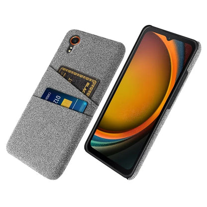 For Samsung Galaxy Xcover 7 Cell Phone Case Dual Card Holder Cloth Texture Bump Proof Cover