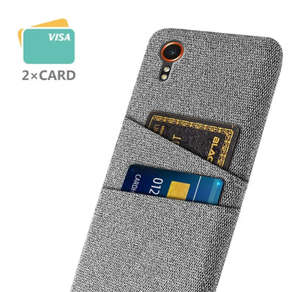 For Samsung Galaxy Xcover 7 Cell Phone Case Dual Card Holder Cloth Texture Bump Proof Cover