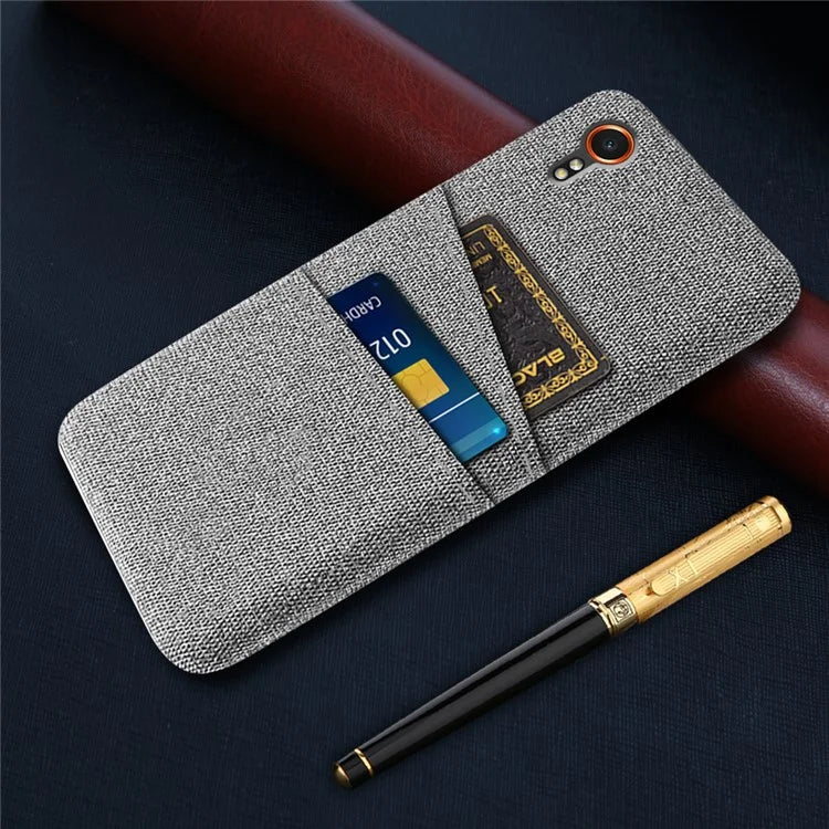 For Samsung Galaxy Xcover 7 Cell Phone Case Dual Card Holder Cloth Texture Bump Proof Cover