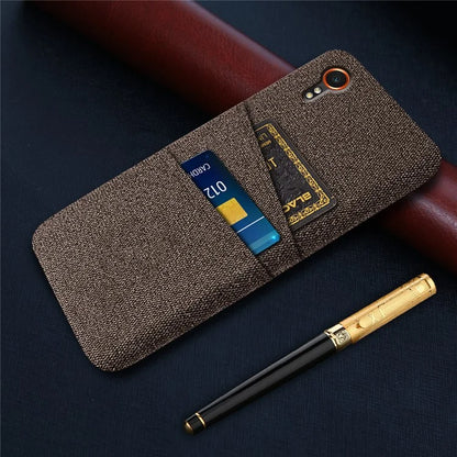 For Samsung Galaxy Xcover 7 Cell Phone Case Dual Card Holder Cloth Texture Bump Proof Cover