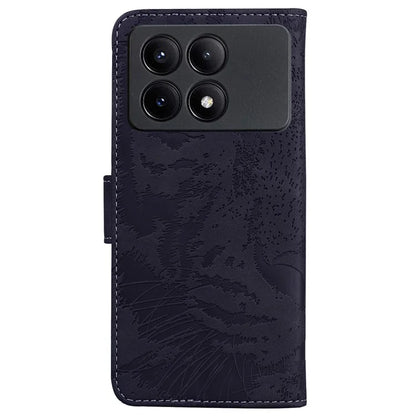 PU Leather Phone Stand Shell for Xiaomi Poco X6 Pro 5G / Redmi K70E 5G Cover Tiger Imprinted Pattern Case