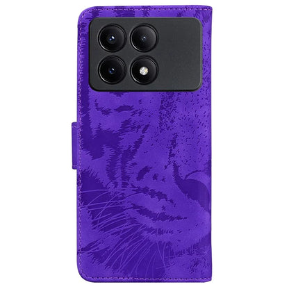 PU Leather Phone Stand Shell for Xiaomi Poco X6 Pro 5G / Redmi K70E 5G Cover Tiger Imprinted Pattern Case