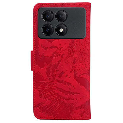 PU Leather Phone Stand Shell for Xiaomi Poco X6 Pro 5G / Redmi K70E 5G Cover Tiger Imprinted Pattern Case