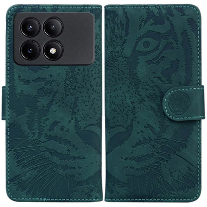 PU Leather Phone Stand Shell for Xiaomi Poco X6 Pro 5G / Redmi K70E 5G Cover Tiger Imprinted Pattern Case