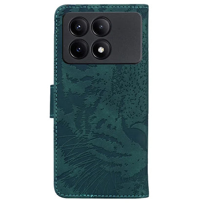 PU Leather Phone Stand Shell for Xiaomi Poco X6 Pro 5G / Redmi K70E 5G Cover Tiger Imprinted Pattern Case