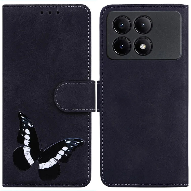 For Xiaomi Poco X6 Pro 5G / Redmi K70E 5G Anti-Scratch Phone Case Butterfly Printing Leather Flip Cover