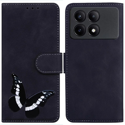 For Xiaomi Poco X6 Pro 5G / Redmi K70E 5G Anti-Scratch Phone Case Butterfly Printing Leather Flip Cover