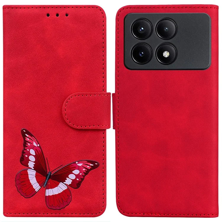 For Xiaomi Poco X6 Pro 5G / Redmi K70E 5G Anti-Scratch Phone Case Butterfly Printing Leather Flip Cover