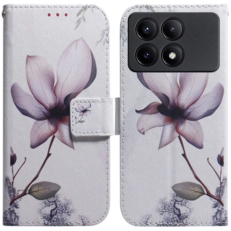 For Xiaomi Redmi K70E 5G / Poco X6 Pro 5G Magnetic Phone Case Leather Pattern Printing Stand Shell