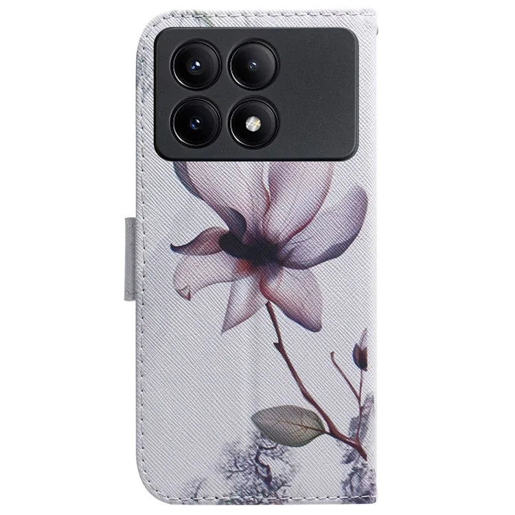 For Xiaomi Redmi K70E 5G / Poco X6 Pro 5G Magnetic Phone Case Leather Pattern Printing Stand Shell