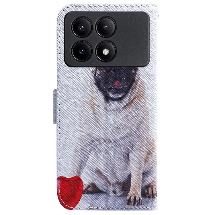 For Xiaomi Redmi K70E 5G / Poco X6 Pro 5G Magnetic Phone Case Leather Pattern Printing Stand Shell