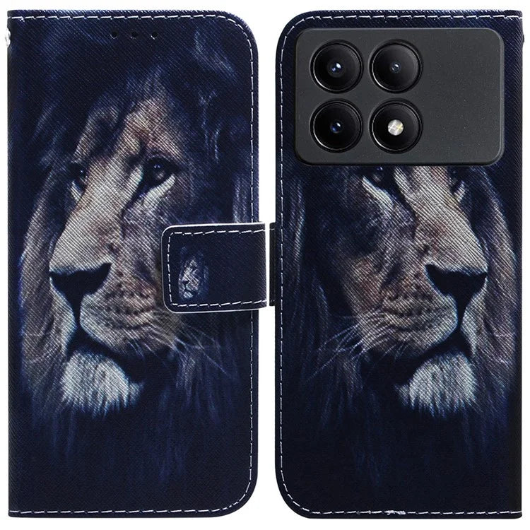 For Xiaomi Redmi K70E 5G / Poco X6 Pro 5G Magnetic Phone Case Leather Pattern Printing Stand Shell