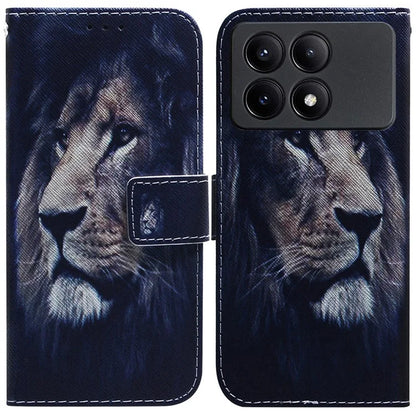 For Xiaomi Redmi K70E 5G / Poco X6 Pro 5G Magnetic Phone Case Leather Pattern Printing Stand Shell
