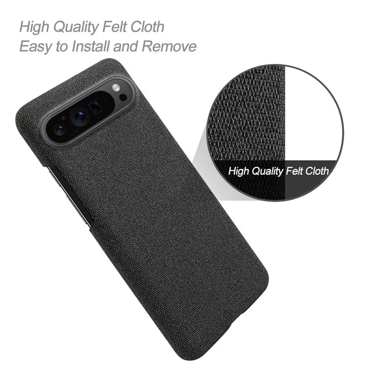 For Google Pixel 9 Pro Case Solid Color PC+Cloth Drop Protection Back Phone Cover