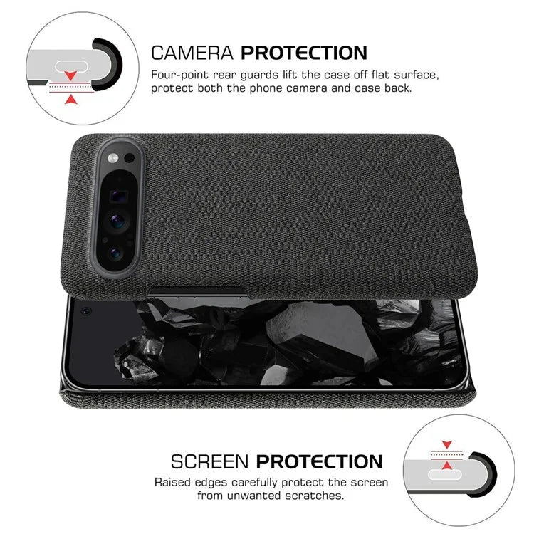 For Google Pixel 9 Pro Case Solid Color PC+Cloth Drop Protection Back Phone Cover