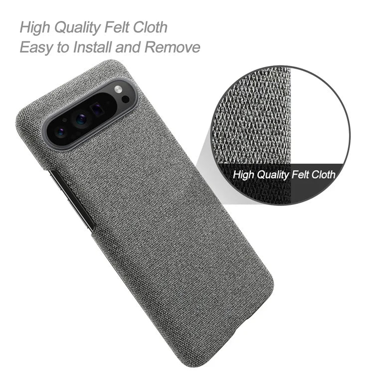For Google Pixel 9 Pro Case Solid Color PC+Cloth Drop Protection Back Phone Cover