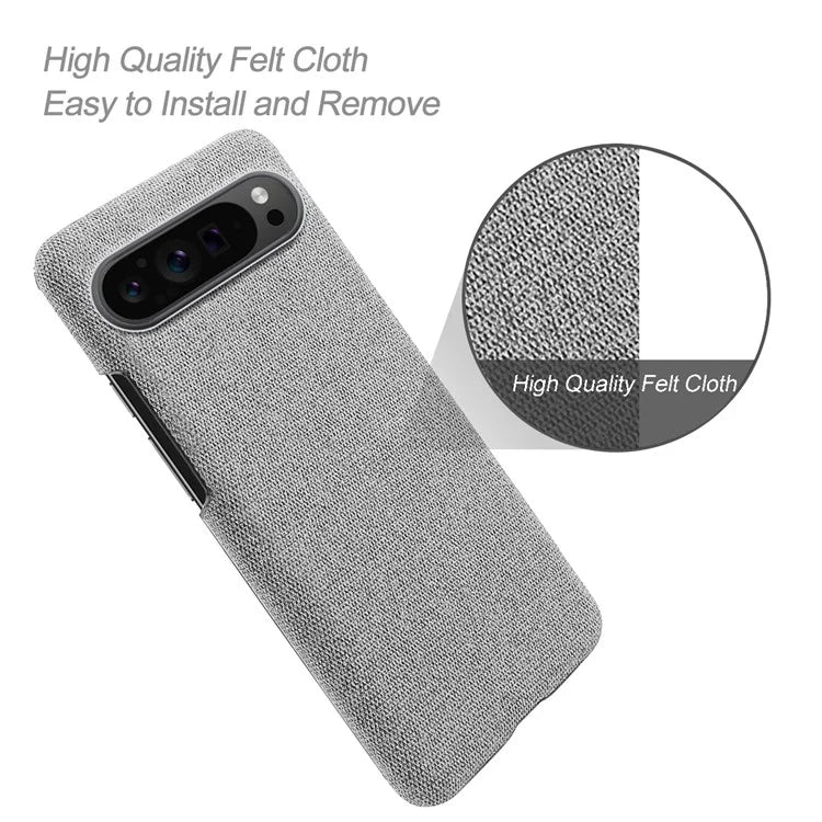 For Google Pixel 9 Pro Case Solid Color PC+Cloth Drop Protection Back Phone Cover