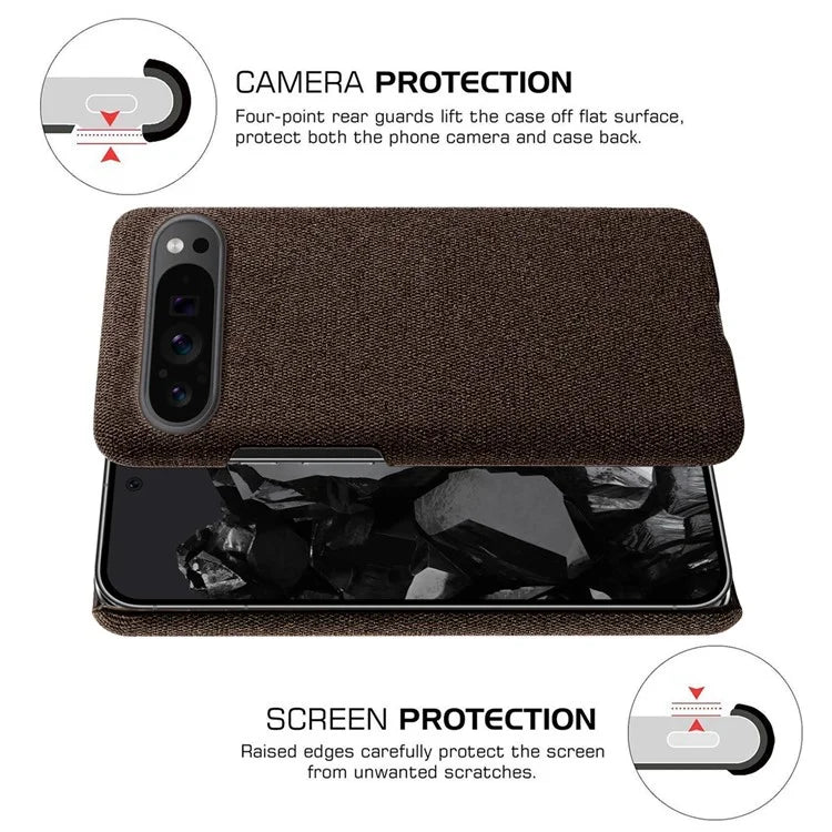 For Google Pixel 9 Pro Case Solid Color PC+Cloth Drop Protection Back Phone Cover