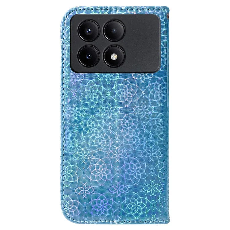 For Xiaomi Redmi K70E 5G / Poco X6 Pro 5G PU Leather Phone Cover Shockproof Dazzling Flower Pattern Case