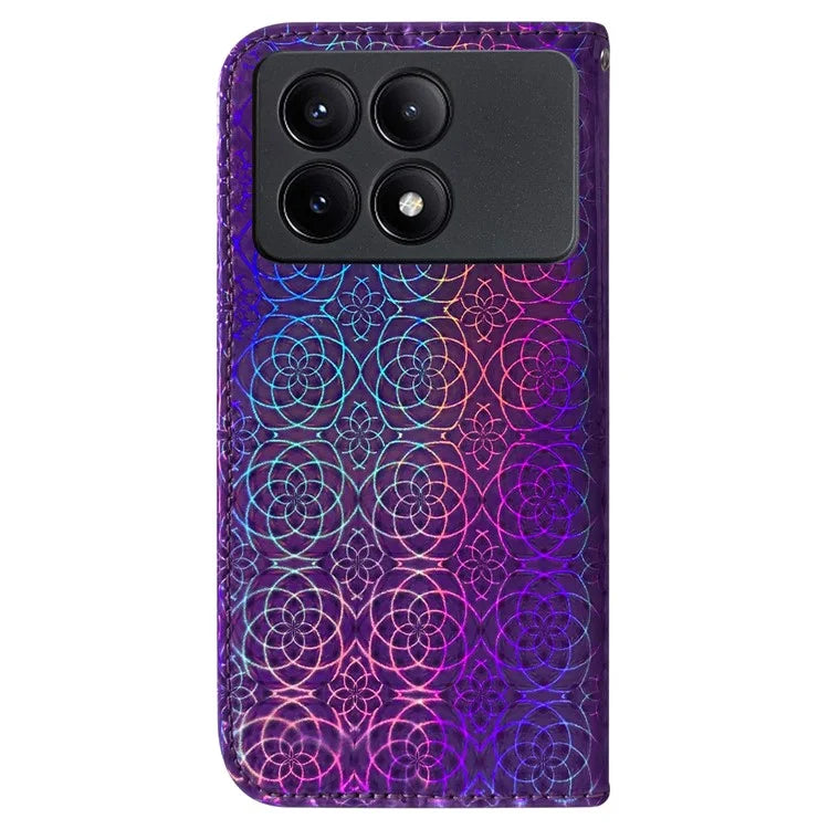 For Xiaomi Redmi K70E 5G / Poco X6 Pro 5G PU Leather Phone Cover Shockproof Dazzling Flower Pattern Case