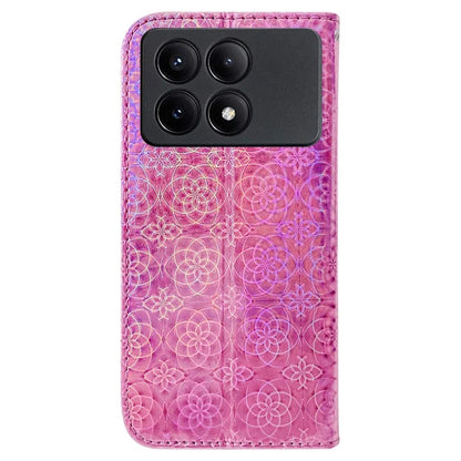 For Xiaomi Redmi K70E 5G / Poco X6 Pro 5G PU Leather Phone Cover Shockproof Dazzling Flower Pattern Case