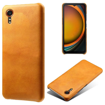 For Samsung Galaxy Xcover 7 Case Shock-Absorbent PU Leather+PC Calf Texture Phone Cover