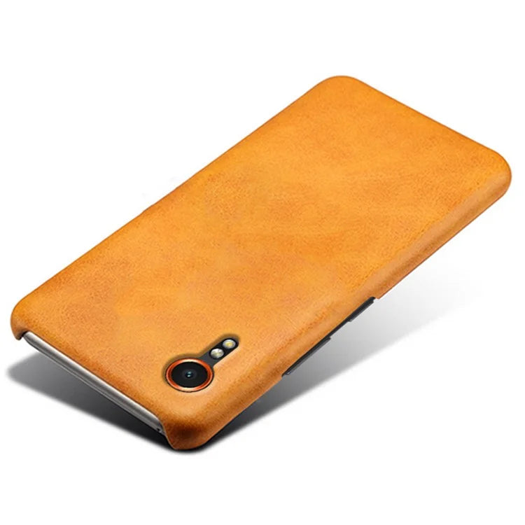 For Samsung Galaxy Xcover 7 Case Shock-Absorbent PU Leather+PC Calf Texture Phone Cover