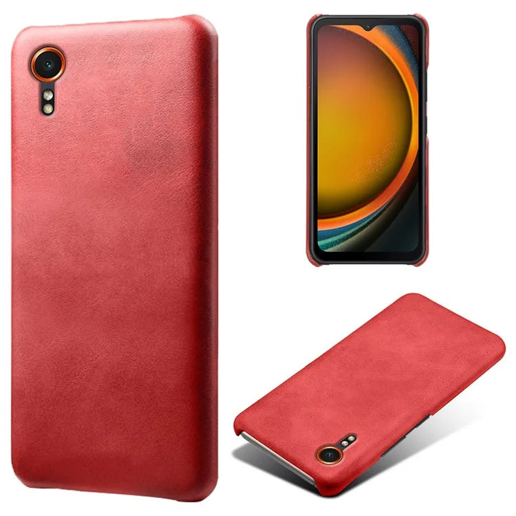 For Samsung Galaxy Xcover 7 Case Shock-Absorbent PU Leather+PC Calf Texture Phone Cover