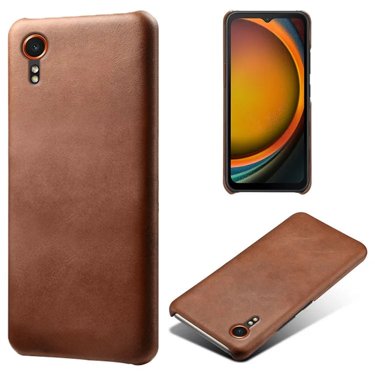 For Samsung Galaxy Xcover 7 Case Shock-Absorbent PU Leather+PC Calf Texture Phone Cover